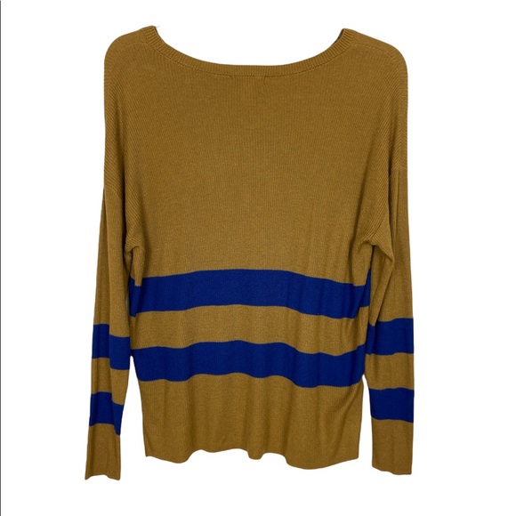 BP Varsity Sweater Golden Brown and Blue Striped Size XS - Picture 2 of 6
